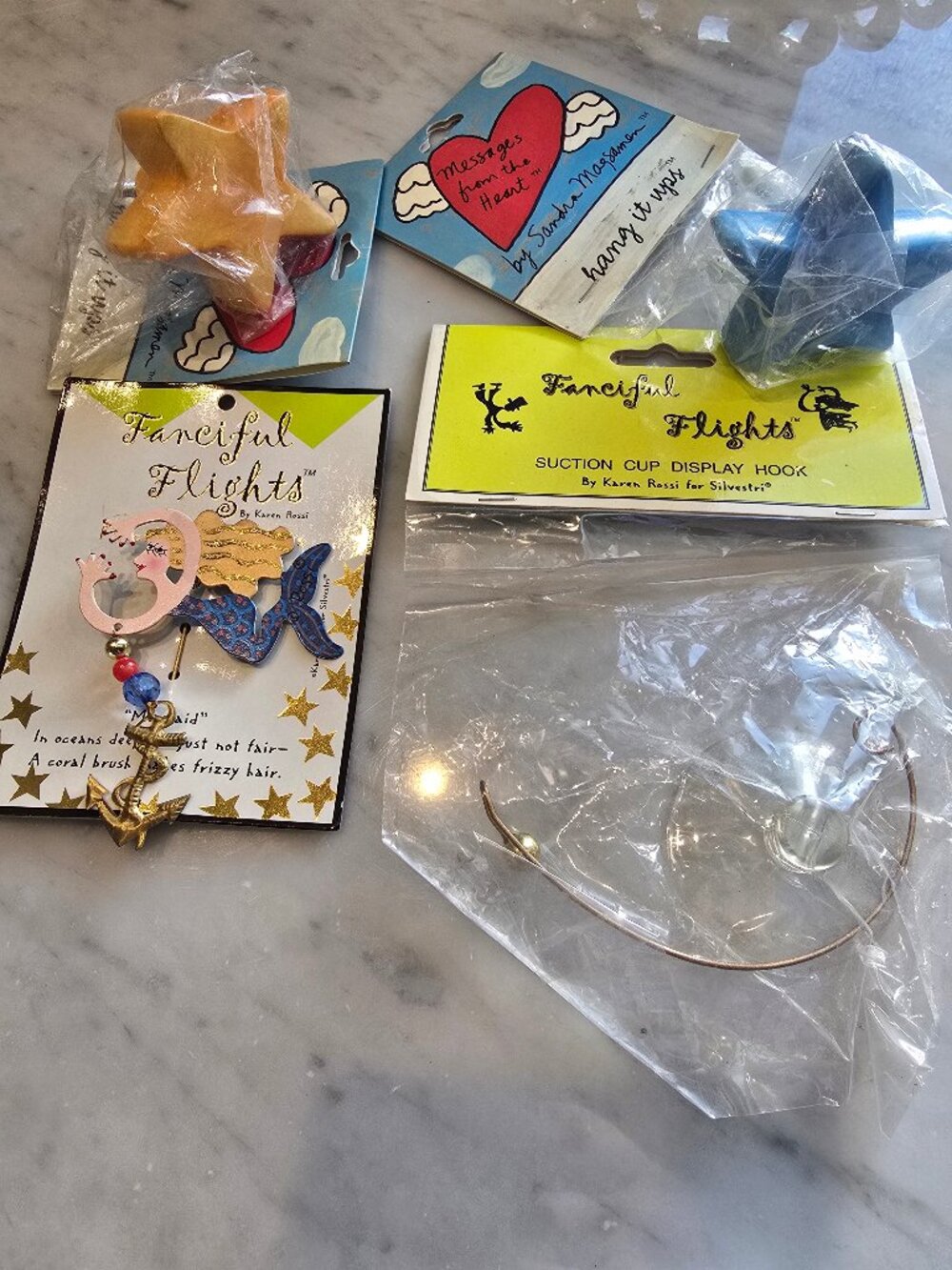 NWT Vintage Fanciful Flights Mermaid Metal Stick Pin, Display Hook and Knobs